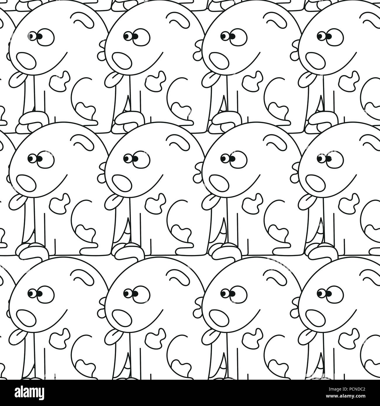 Modello senza cuciture con simpatici cani. Illustrazione Vettoriale con divertenti cuccioli Illustrazione Vettoriale