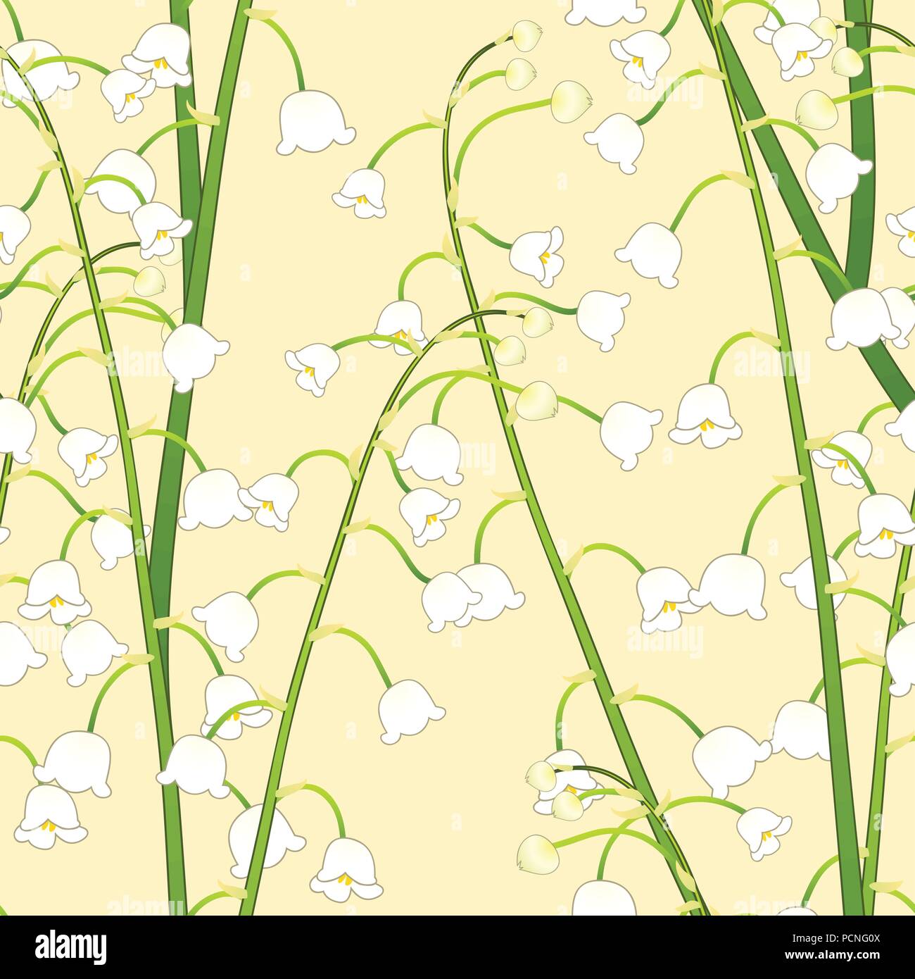 Giglio Bianco della valle su sfondo giallo. Illustrazione Vettoriale. Illustrazione Vettoriale
