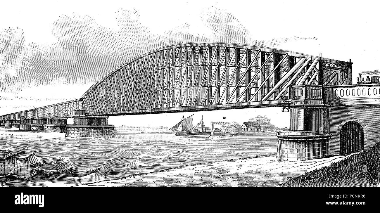 Il ponte ferroviario a Culemborg, Holland, Paesi Bassi, digitale migliorata la riproduzione di un immagine storica a partire dall'anno 1885 Foto Stock