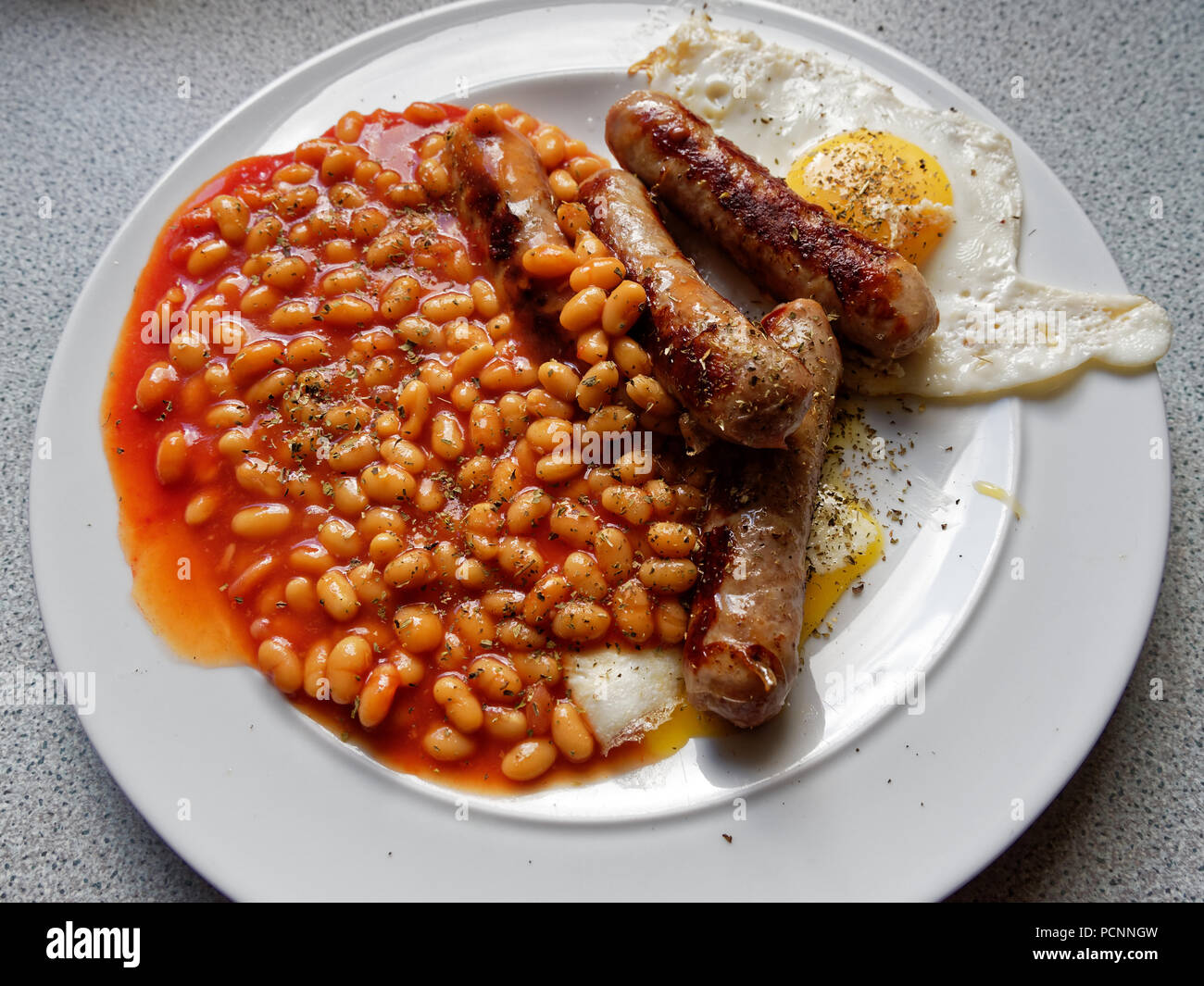 Prima colazione inglese, indulgente alimenti, REGNO UNITO Foto Stock