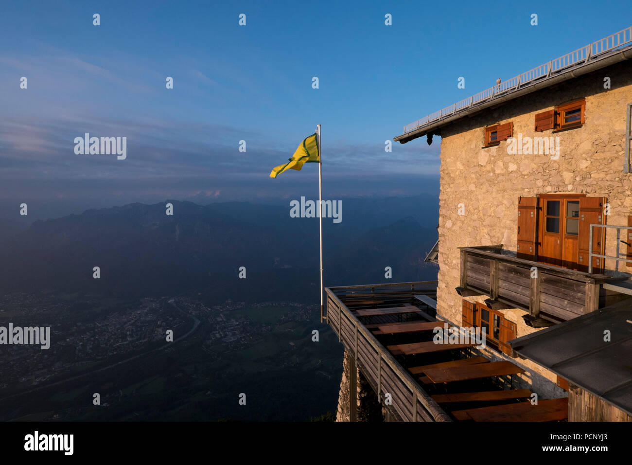 Reichenhaller Haus sul Hochstaufen, Chiemgau Alpi, Alta Baviera, Baviera, Germania Foto Stock