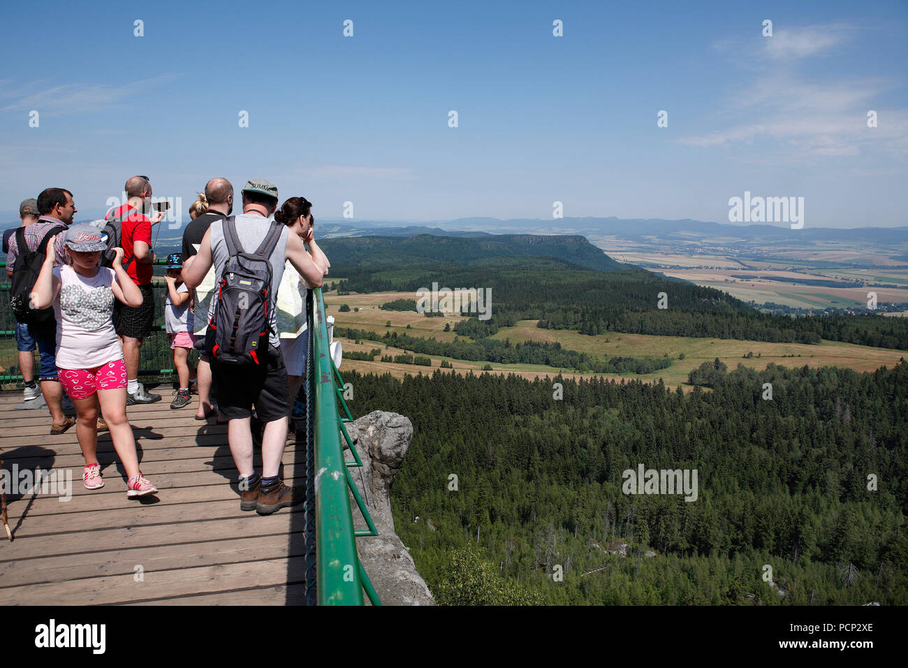 Tabella montagne o Stołowe Montagne (ex Heuscheuergebirge) mountain range in Stołowe Mountains National Park, karlow (ex karlsberg), Polonia Foto Stock