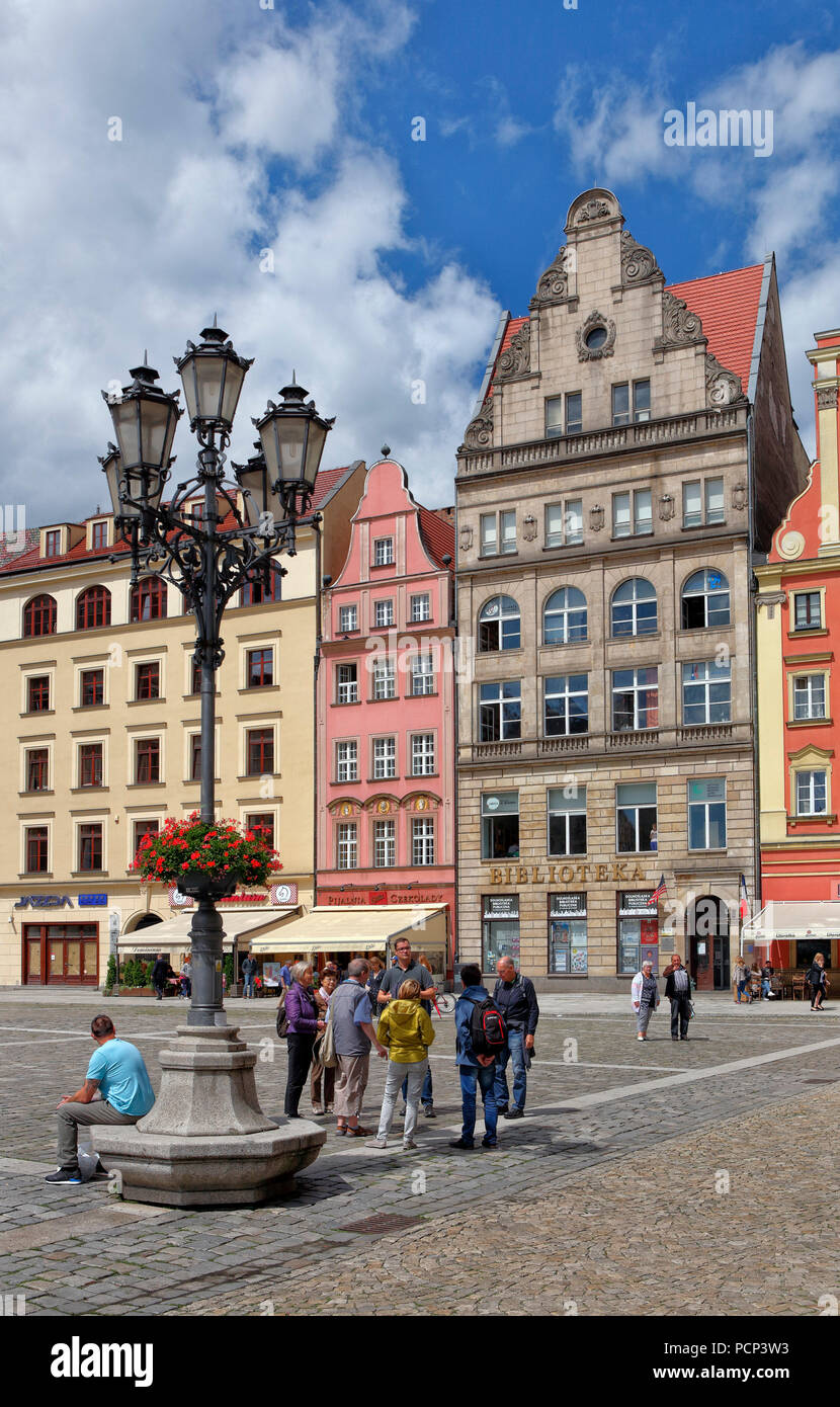 Città vecchia con rynek. wroclaw, Breslau, Bassa Slesia, Polonia, europa Foto Stock