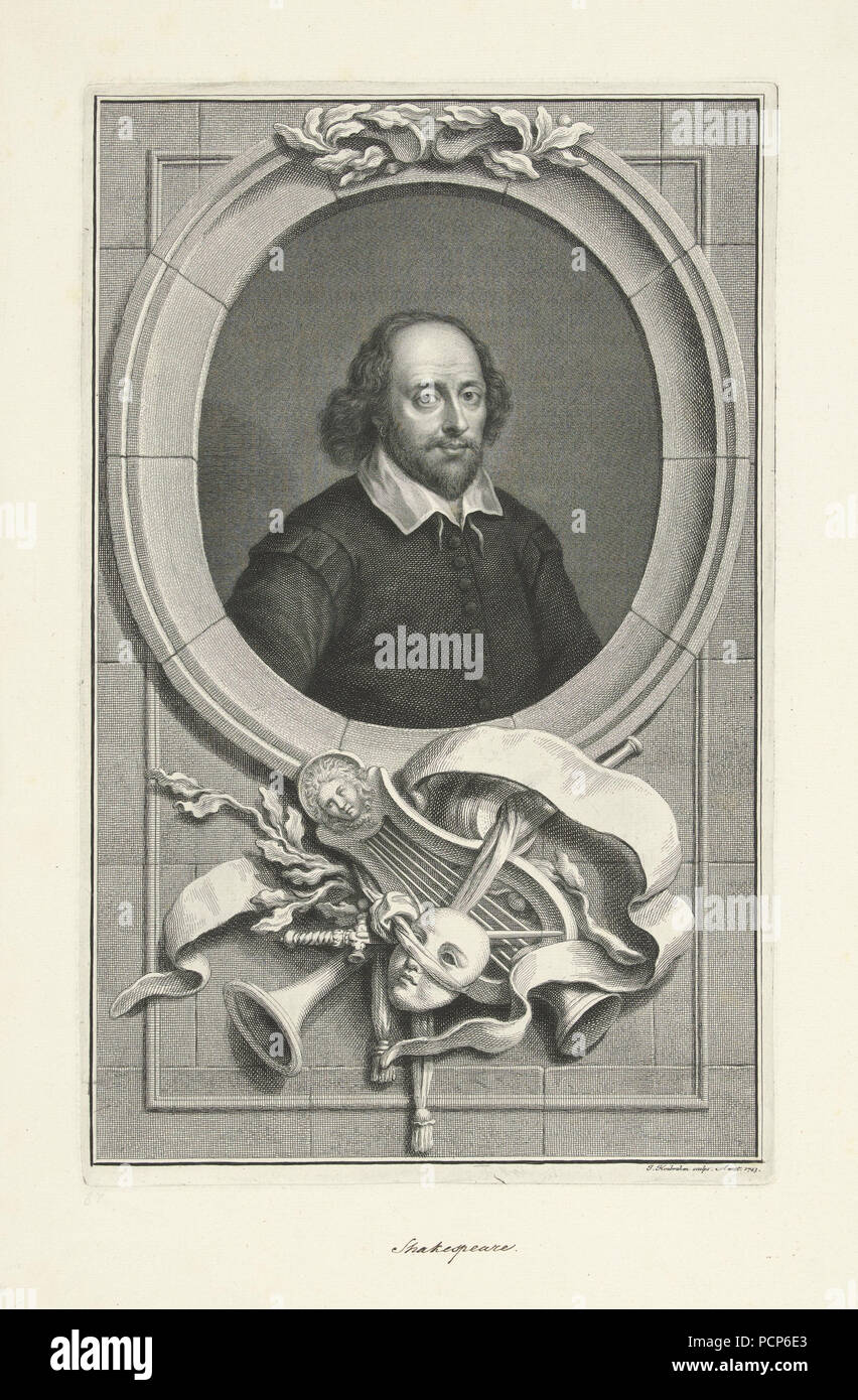 Ritratto di William Shakespeare (1564-1616), 1743. Foto Stock