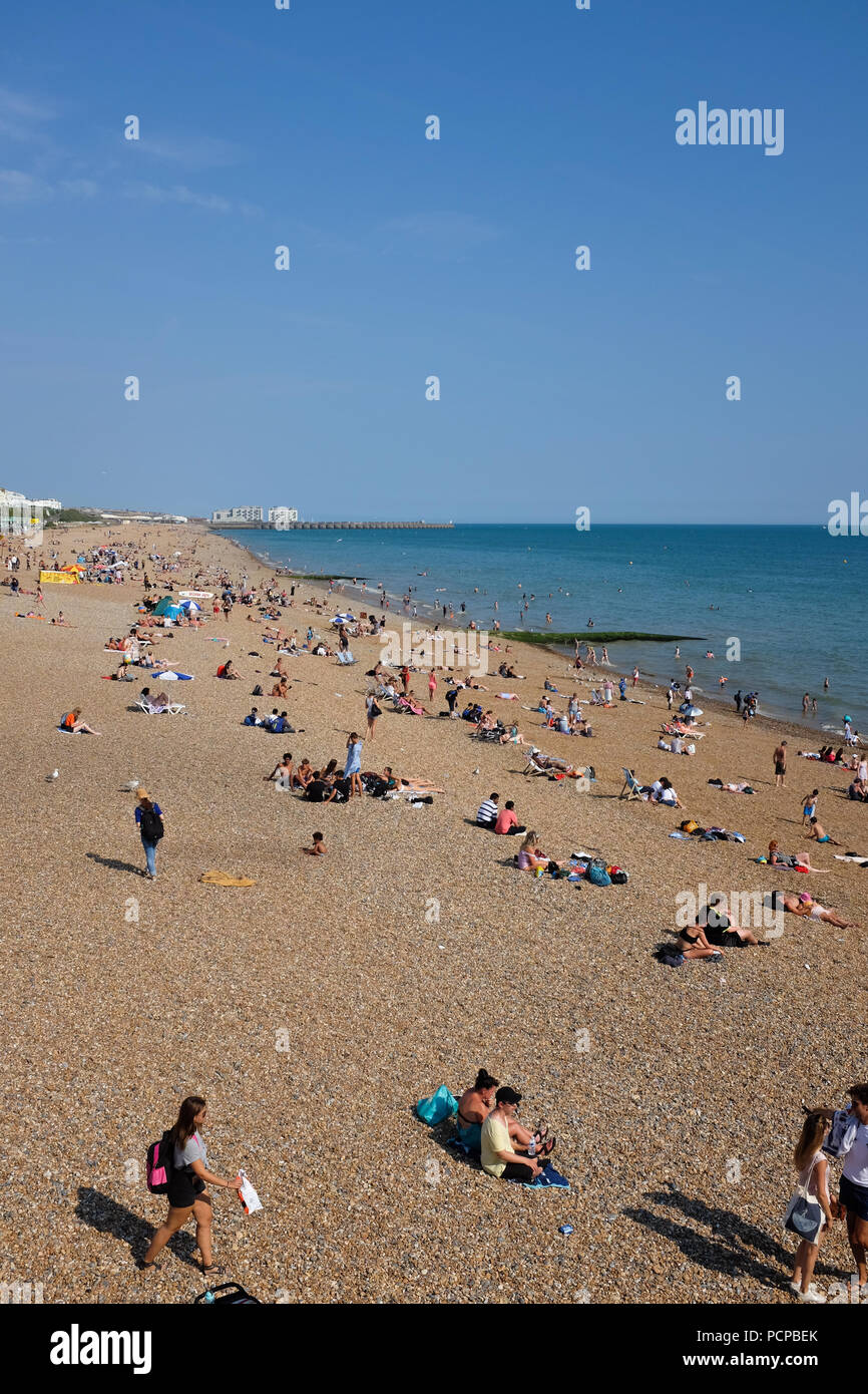 La spiaggia di Brighton nel Sussex sulla costa sud dell'Inghilterra. Foto Stock