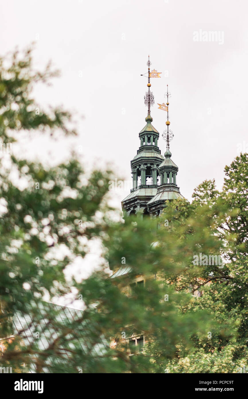 Il Castello di Rosenborg Giardini in Copenhagen, Danimarca. Costruito in olandese in stile rinascimentale nel 1606, il castello fu la residenza dei capitani reggenti danese. Foto Stock