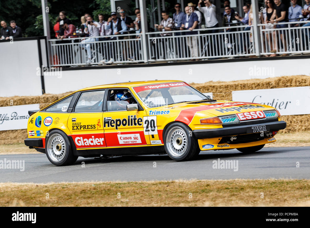 1983 Rover SD1 Vitesse, originariamente disputato da Steve Soper, qui guidati da Ken Clarke all'2018 Goodwood Festival of Speed, Sussex, Regno Unito. Foto Stock