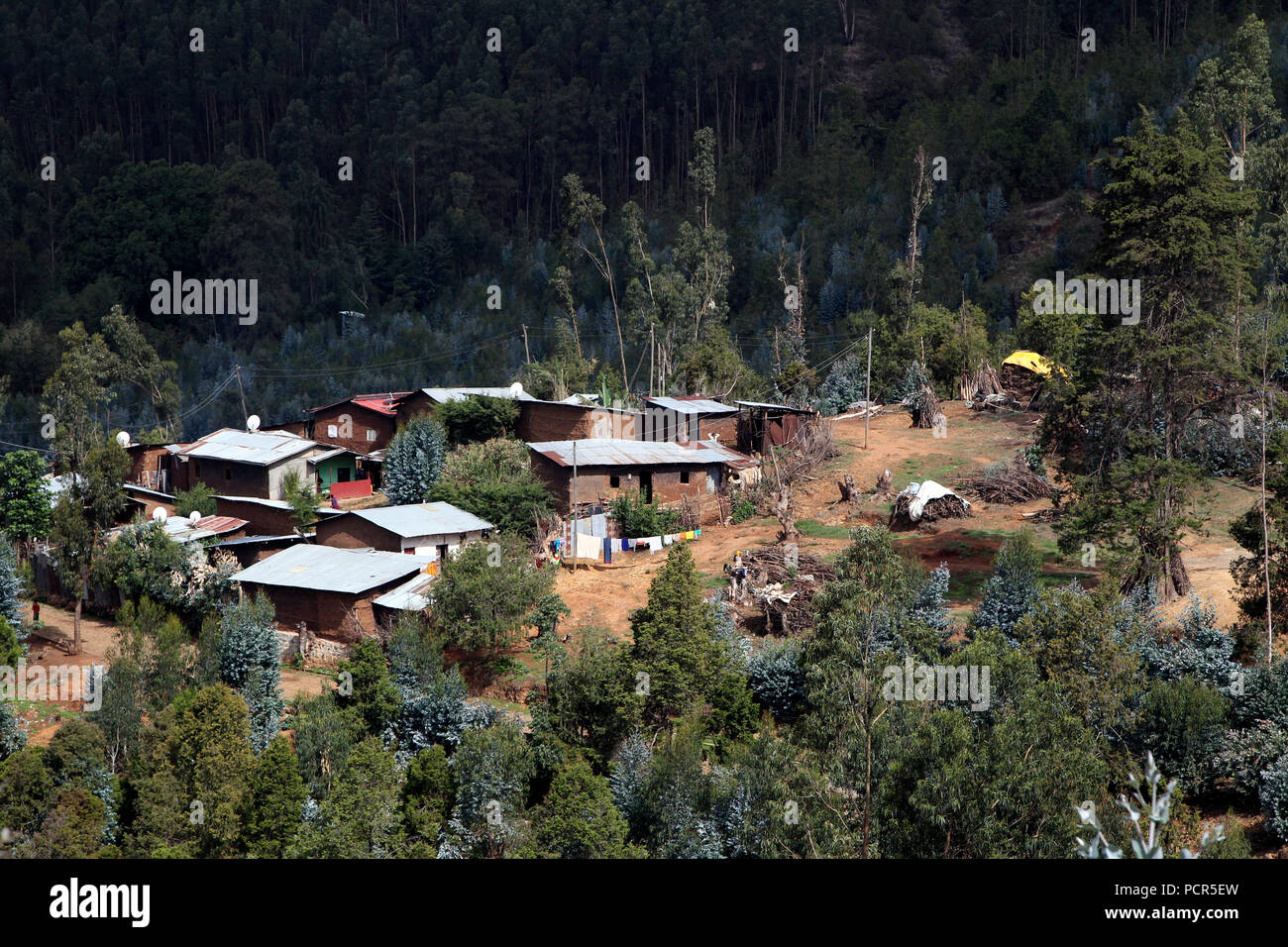 Insediamento semplice periferia, Addis Abeba, Etiopia Foto Stock