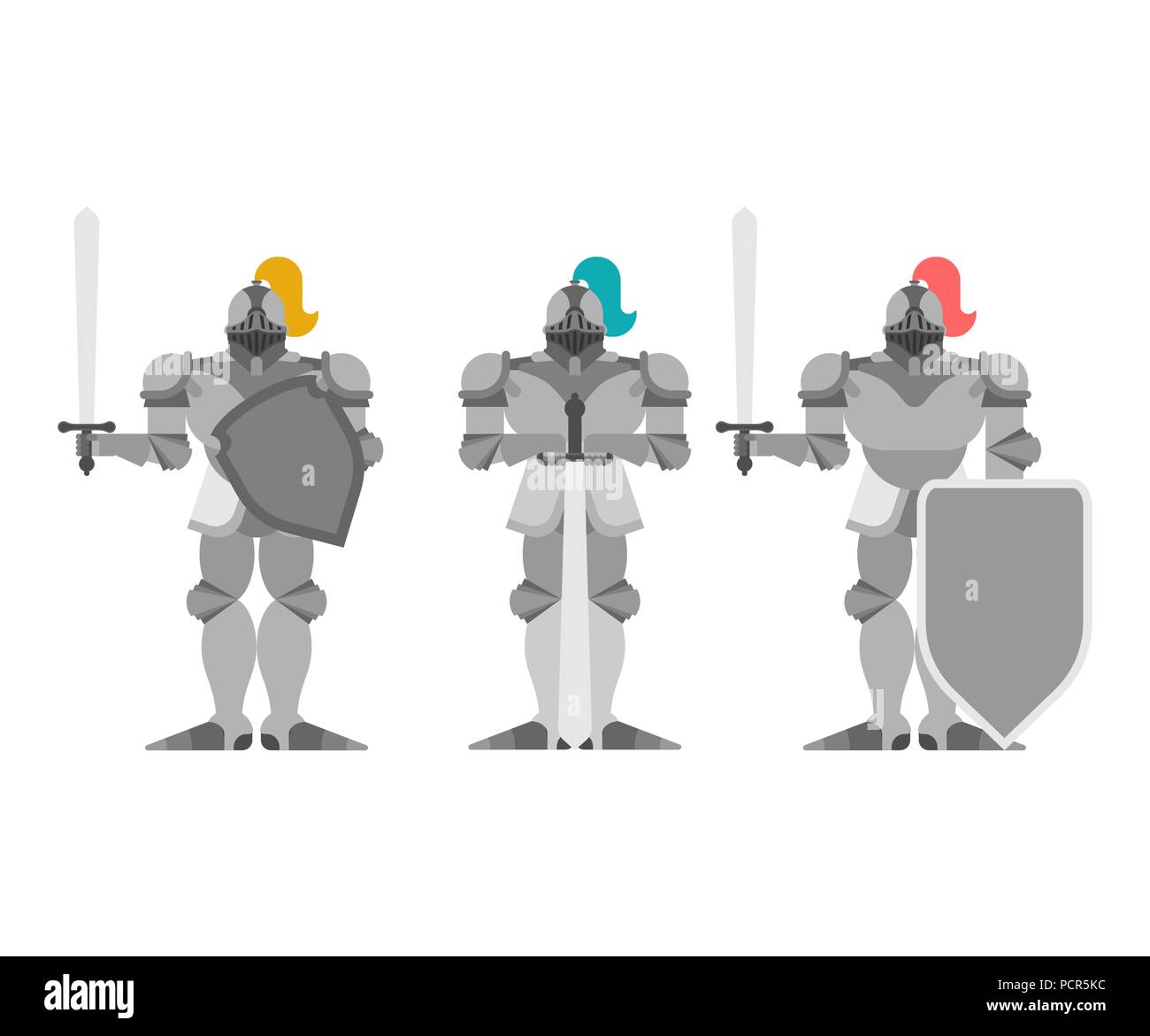 Set di cavaliere. Metallo guerriero Armor. L'armatura di ferro. Piastra e spada. Illustrazione Vettoriale Illustrazione Vettoriale