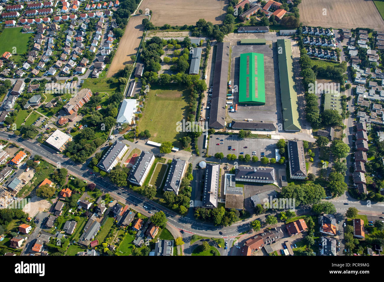 ZUE, ZUE central struttura ricettiva presso l'Alten Uentroper Weg, sul sito dell'ex Newcastle. Caserma, Hamm, la zona della Ruhr, Nord Reno-Westfalia, Germania Foto Stock