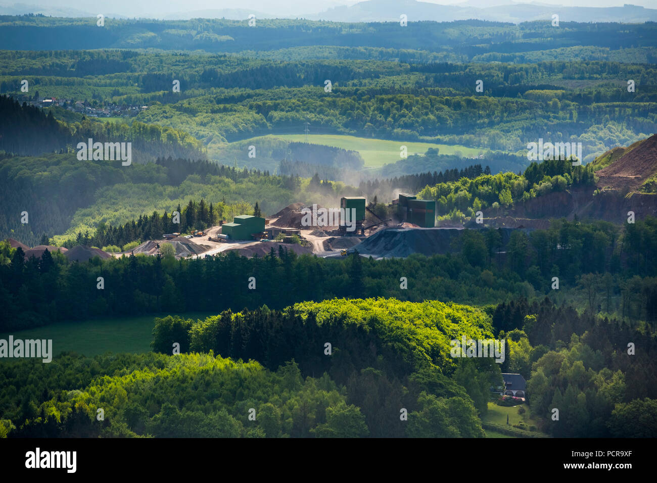 Opere di cava Ebel, Effelberg, Arnsberg, Sauerland, Arnsberg-Neheim, Nord Reno-Westfalia, Germania Foto Stock