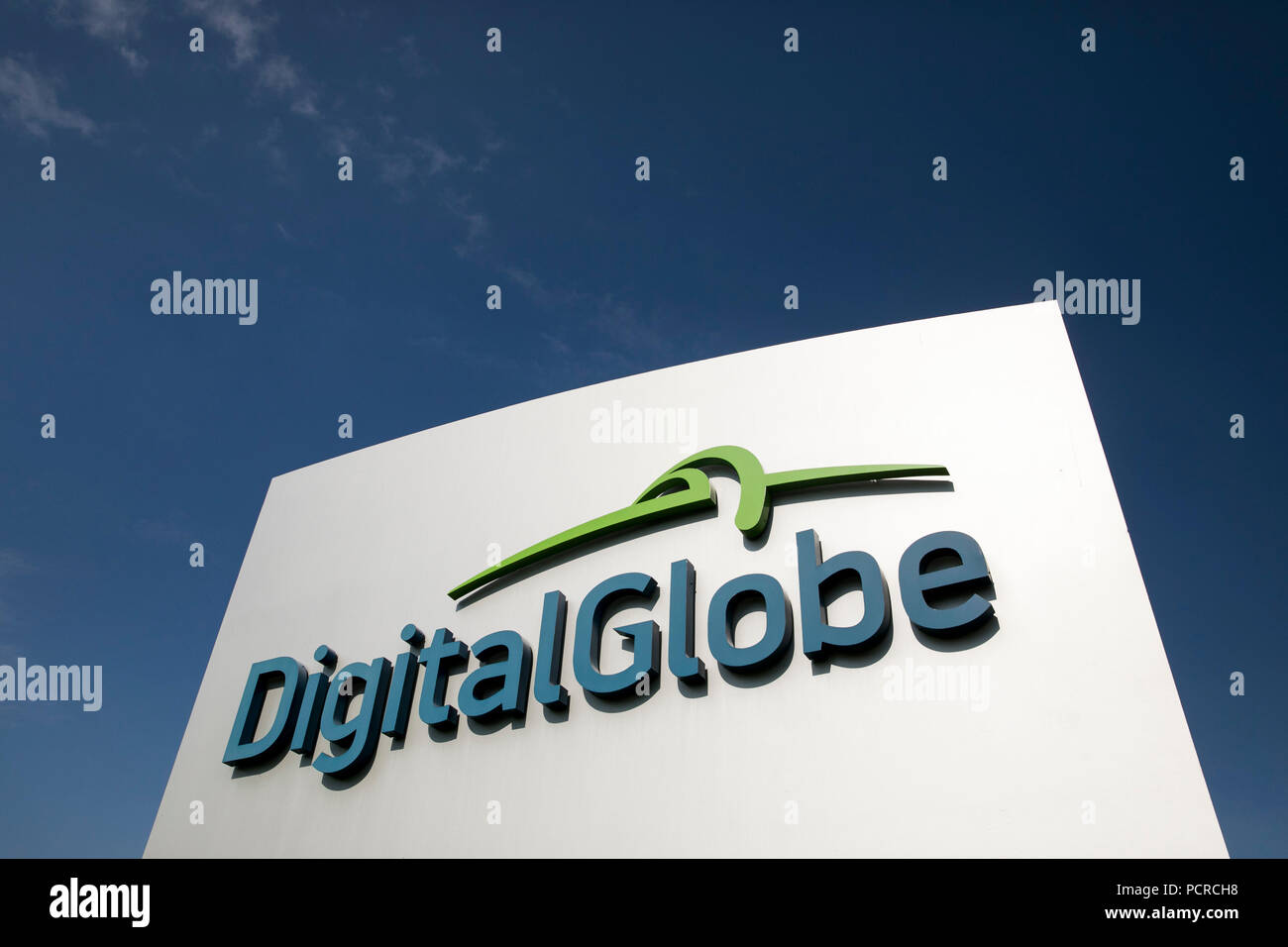 Un logo segno al di fuori della sede di DigitalGlobe in Westminster, Colorado, il 23 luglio 2018. Foto Stock