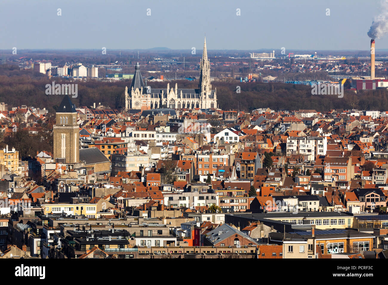 Vista sul mare di case della capitale belga Bruxelles, Foto Stock
