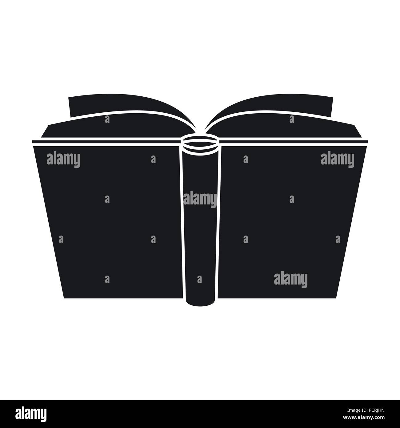 Aperto blu icona a forma di libro in design nero isolato su sfondo bianco. Libri stock simbolo illustrazione vettoriale. Illustrazione Vettoriale