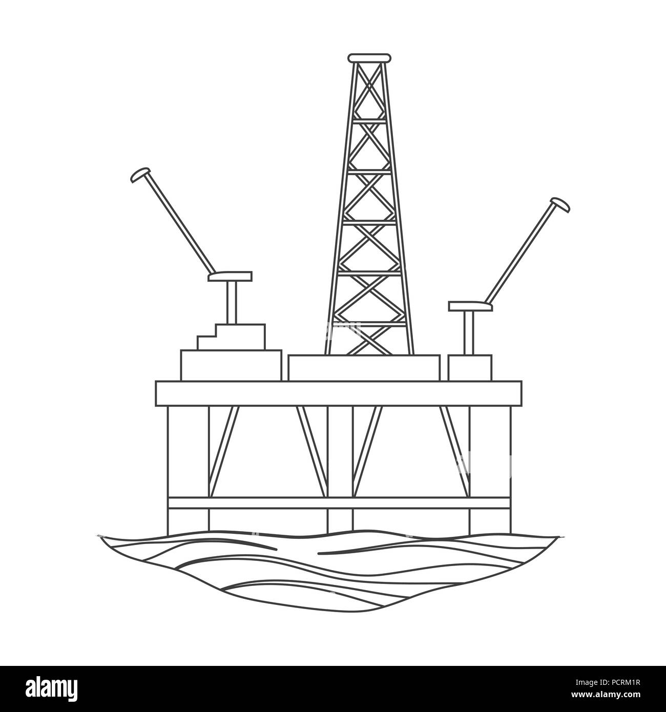 Oil Rig sull'acqua.Olio icona unica in stile struttura simbolo vettore illustrazione stock . Illustrazione Vettoriale