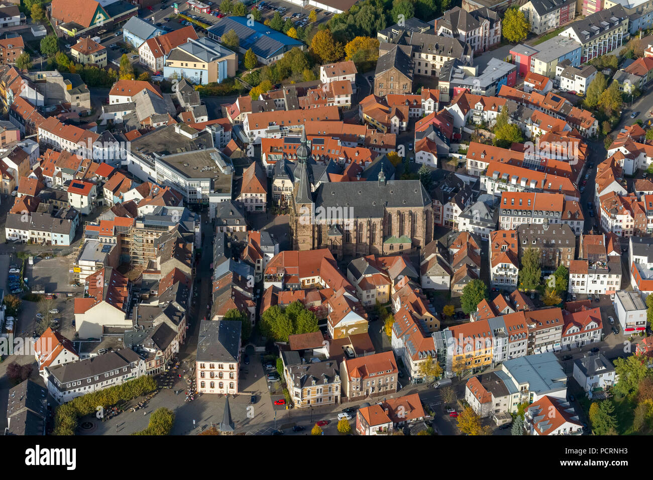 Vista aerea, Wendalinus Basilica, Basilica, Sankt Wendel, Saarbrücken Saarland, Germania, Europa Foto Stock