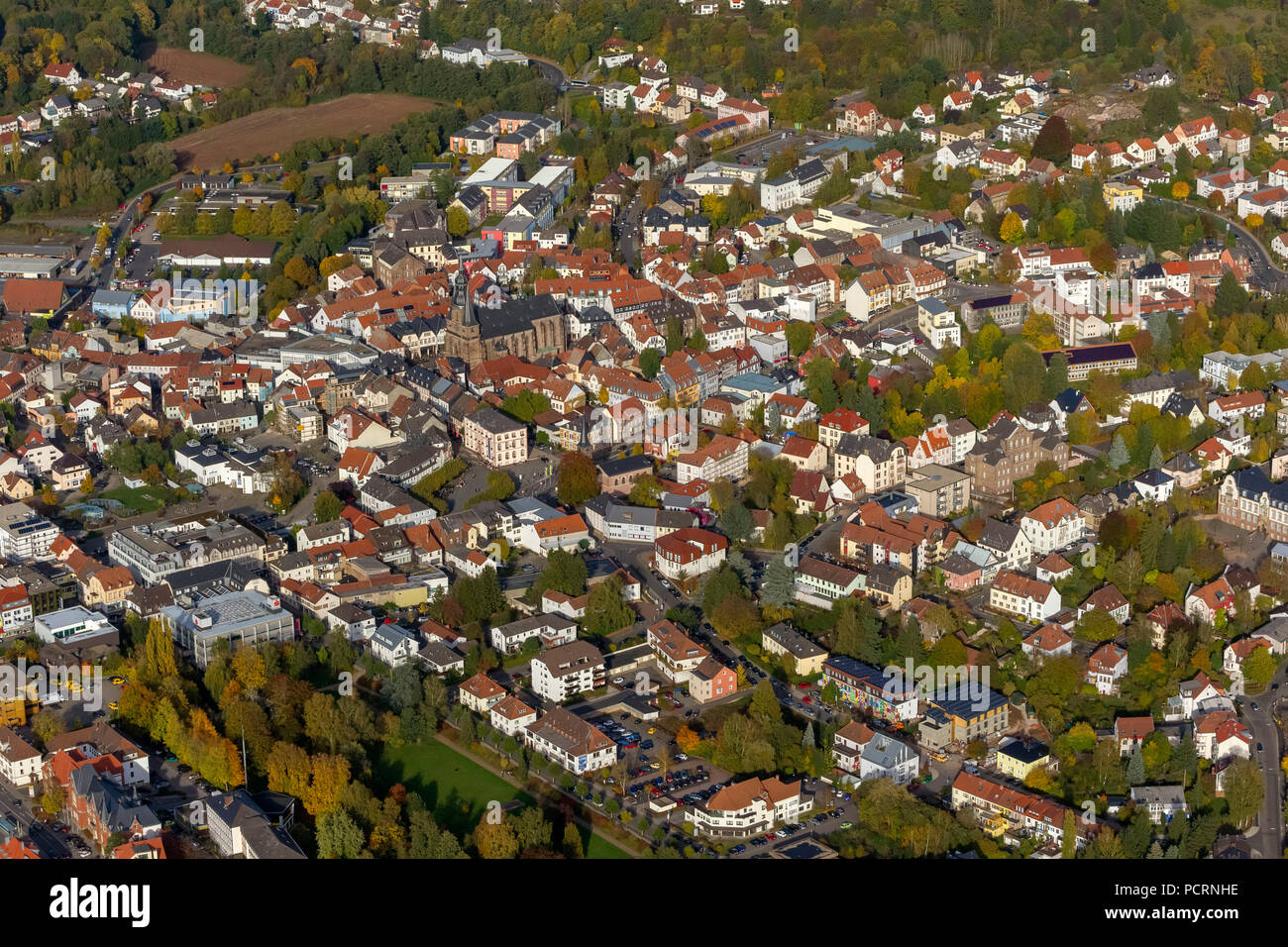 Vista aerea, panoramica, Sankt Wendel, Saarbrücken Saarland, Germania, Europa Foto Stock