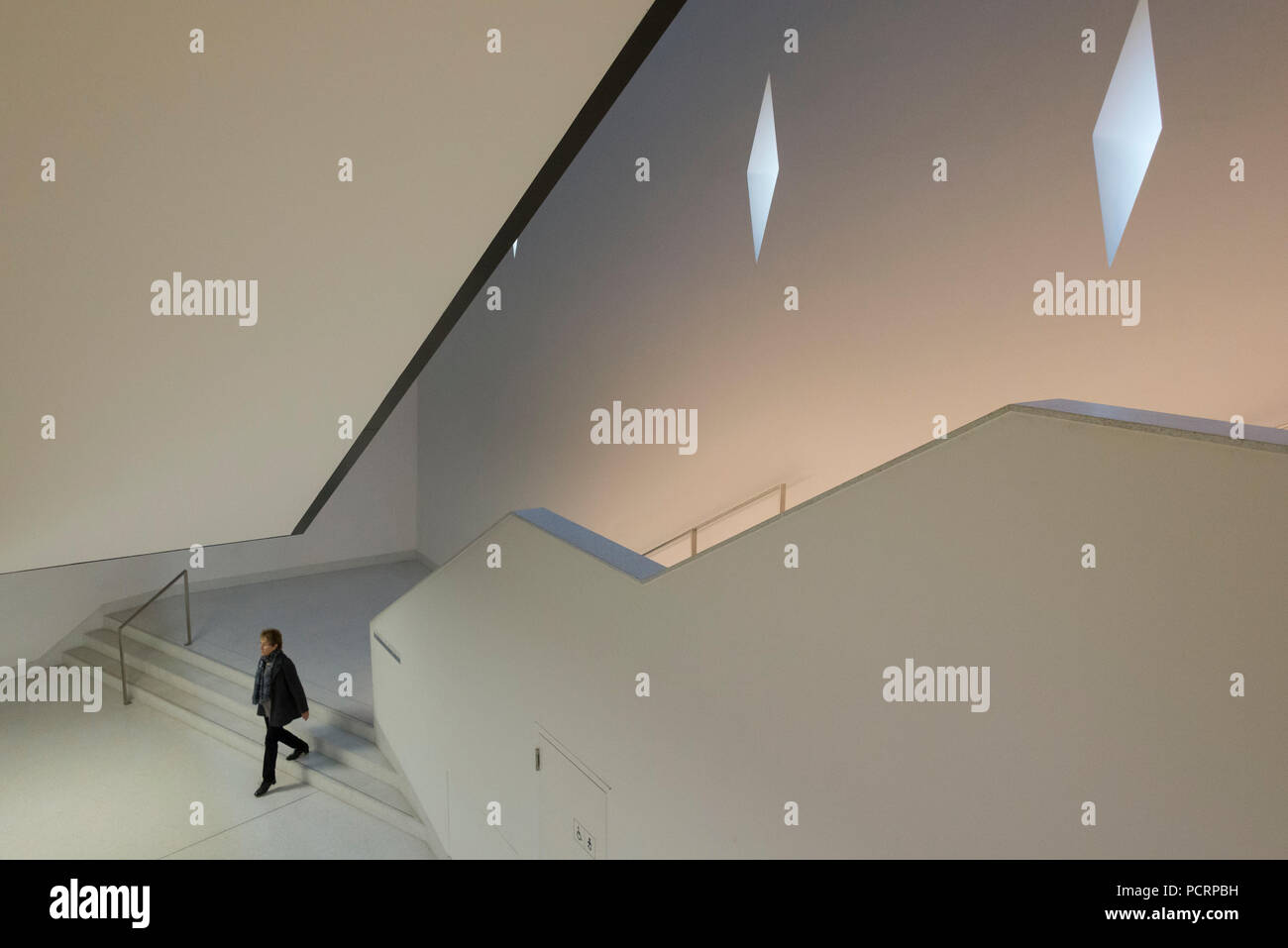 Scala nel nuovo edificio del Museo Etnografico MEG, Ginevra, il Cantone di Ginevra, Svizzera Occidentale, Svizzera Foto Stock