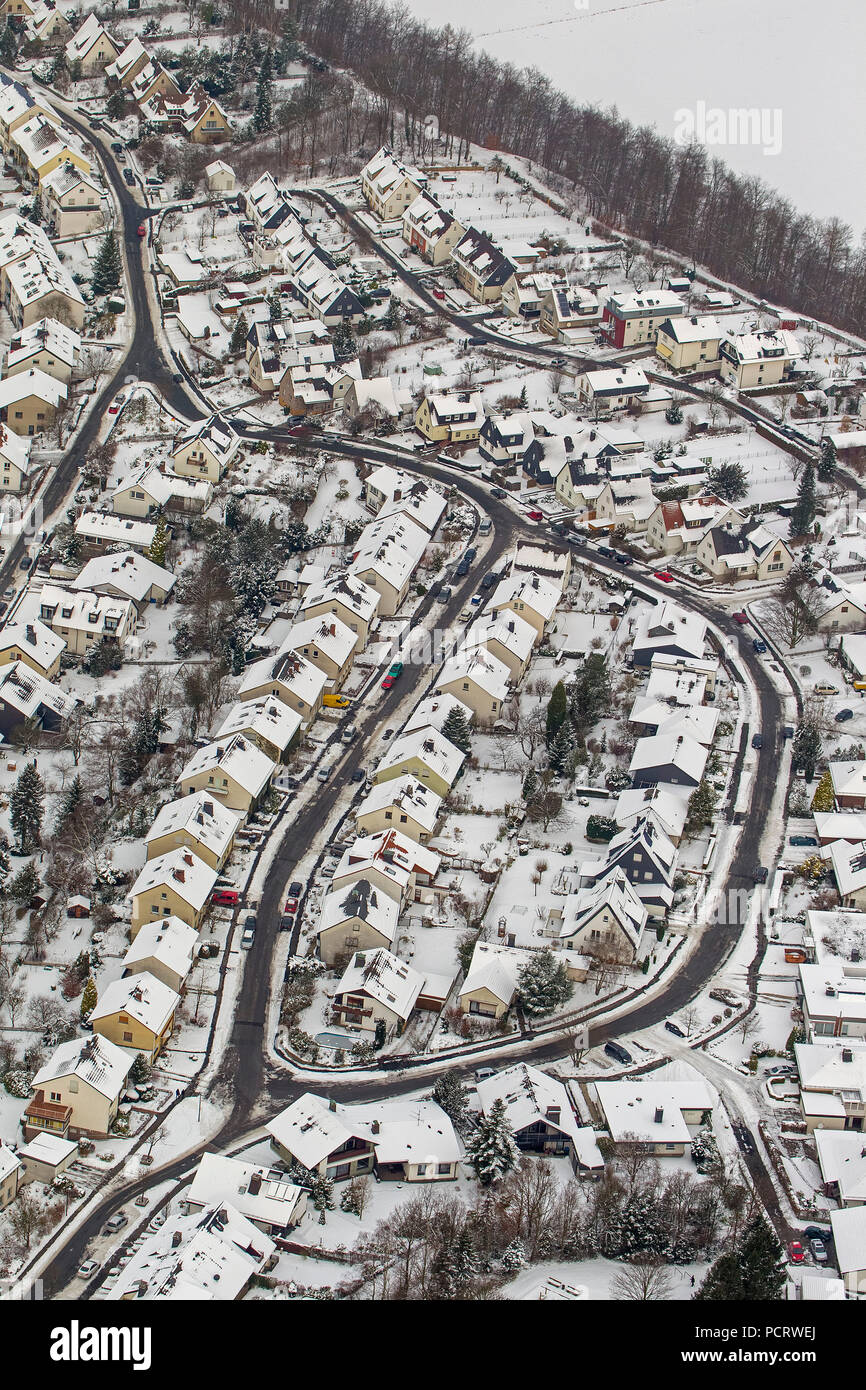 Vista aerea, strada residenziale Elf Apostel, Arnsberg, Sauerland, Renania settentrionale-Vestfalia, Germania, Europa Foto Stock