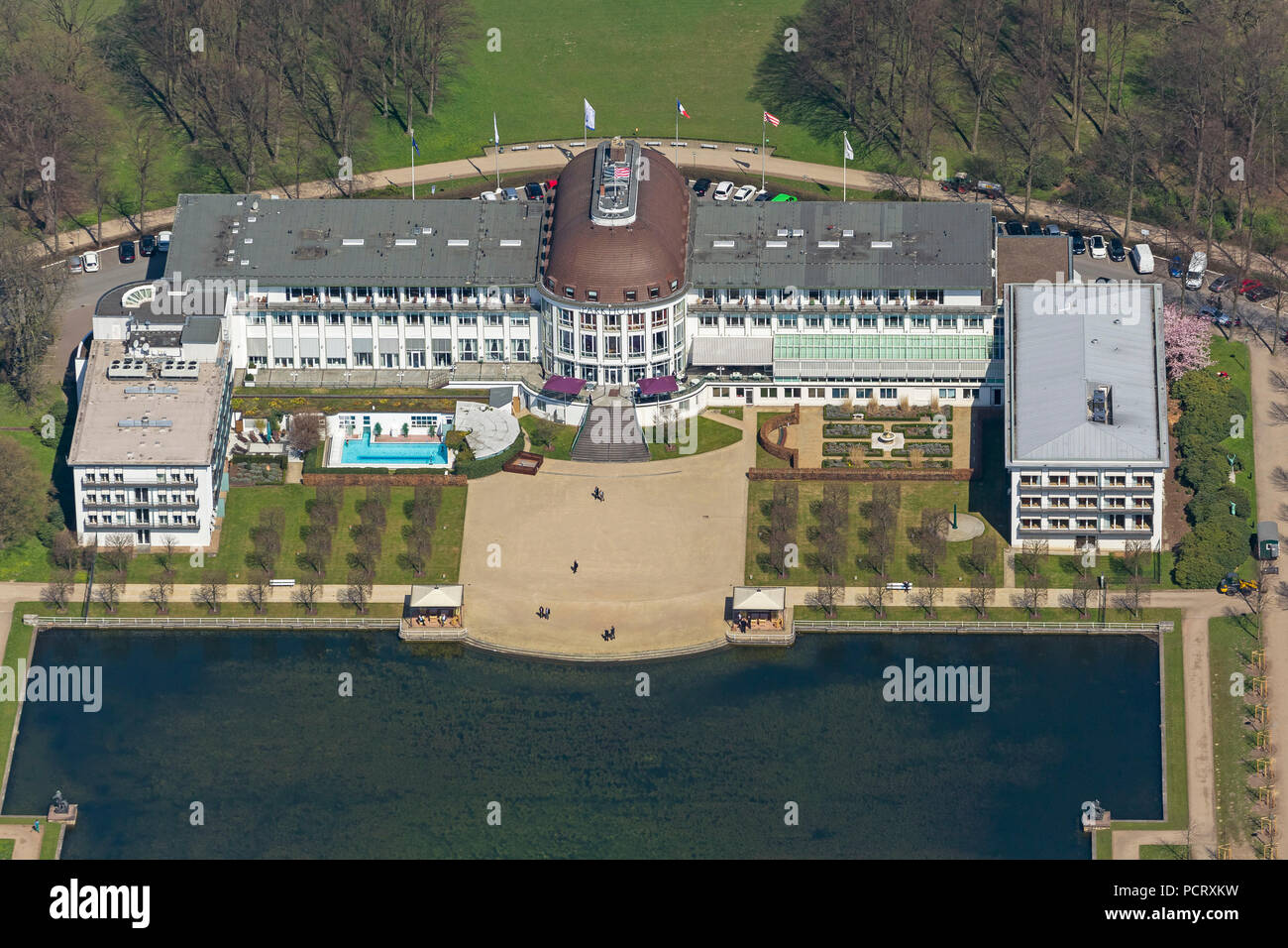 Park Hotel Bremen vicino a Holter vedere, parco pubblico, vista aerea, fotografie aeree di Brema Foto Stock
