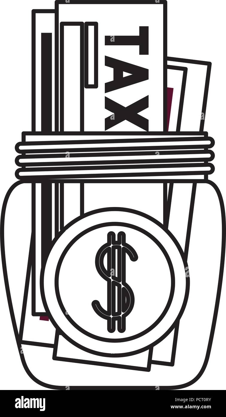 Vaso con icona fiscale Illustrazione Vettoriale