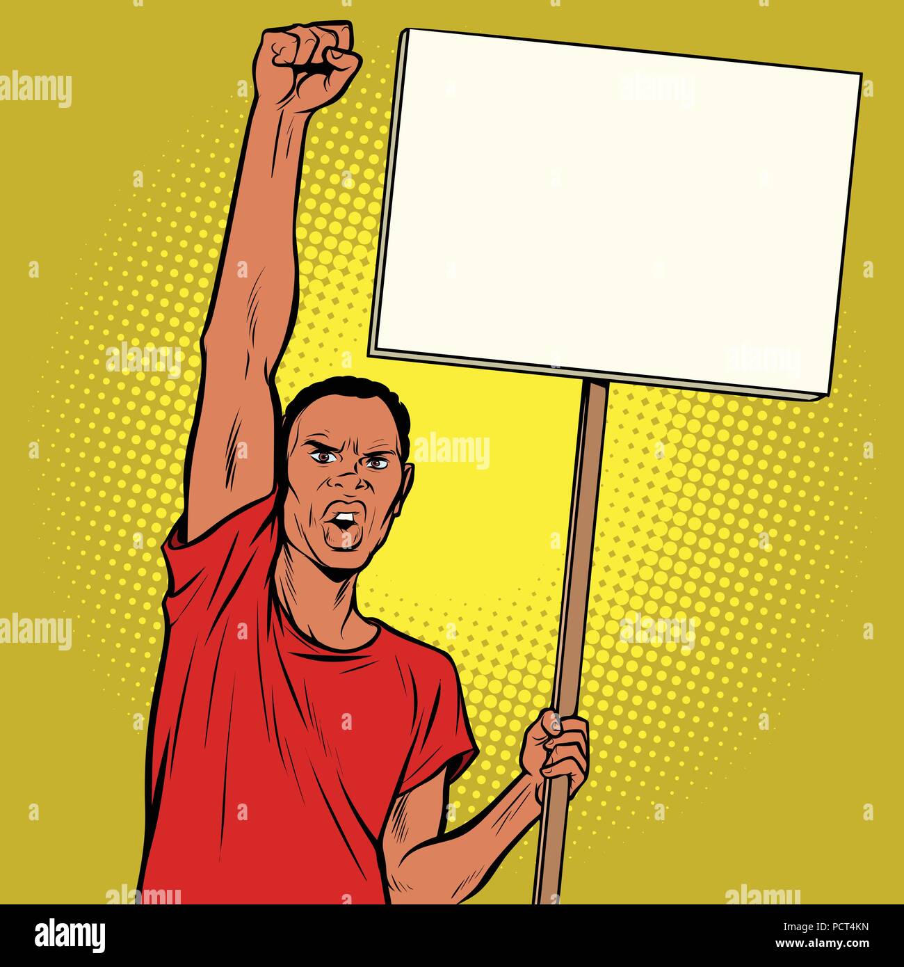 Afrikan uomo proteste con un poster Illustrazione Vettoriale