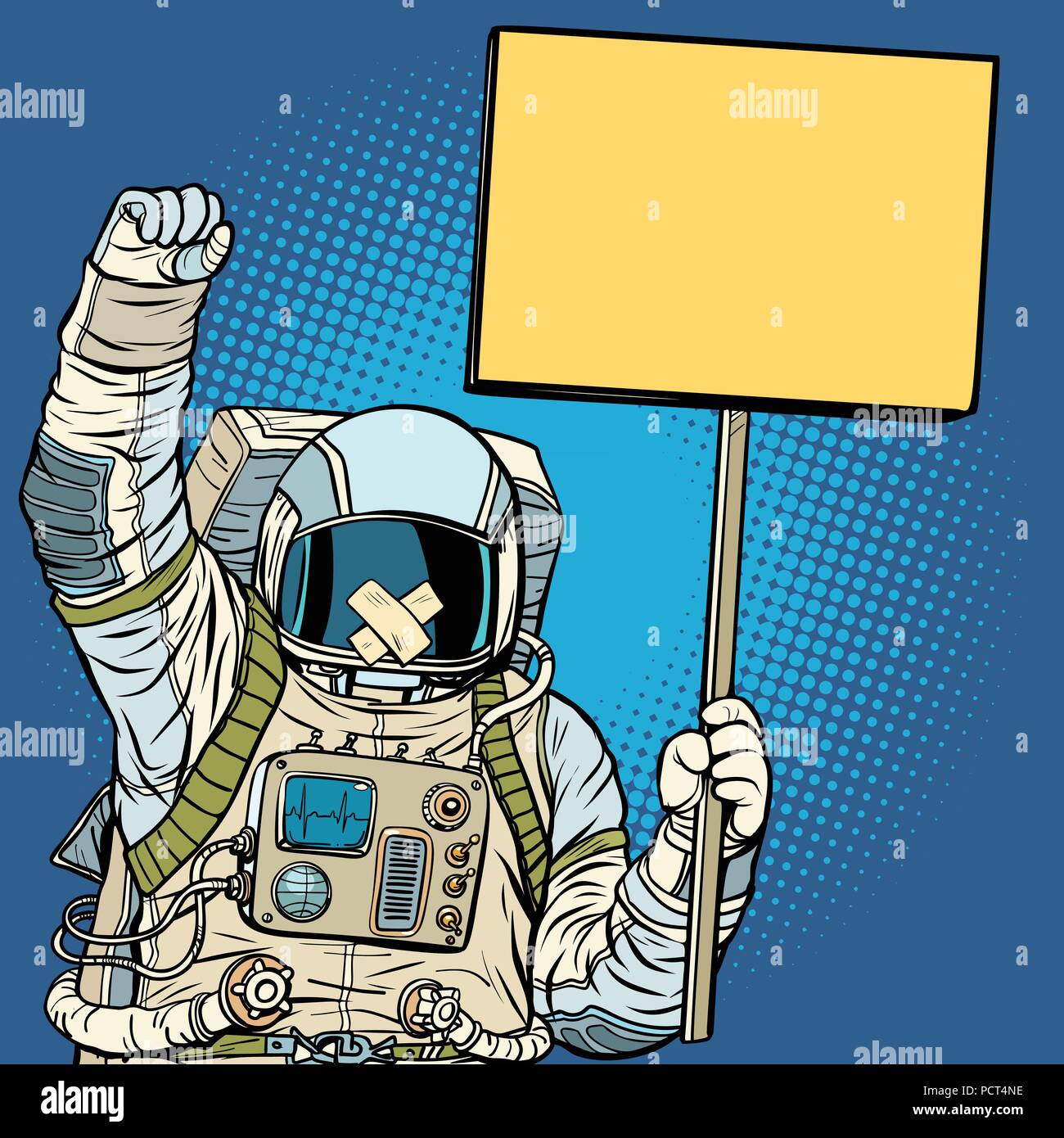 Astronauta con gag che protestavano per la libertà di parola Illustrazione Vettoriale