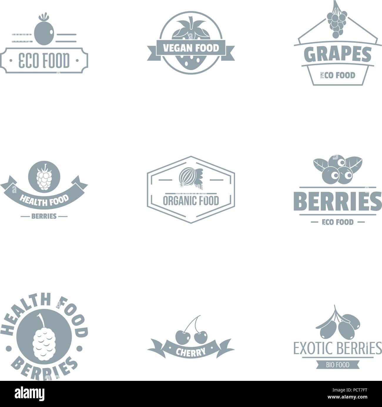 Pulire logo food set, stile semplice Illustrazione Vettoriale