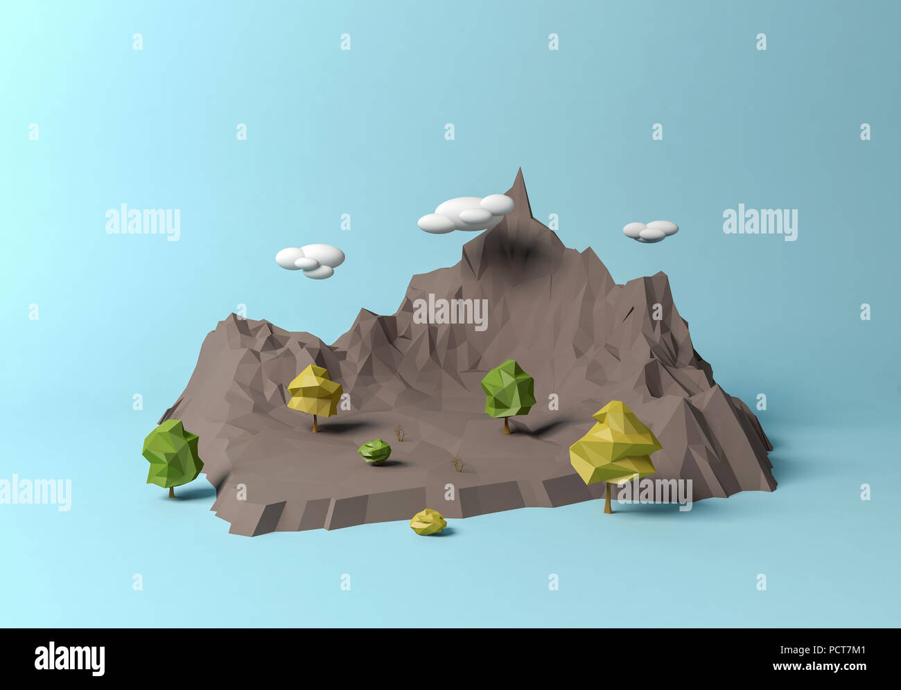 Pologonal cartoon paesaggio di montagna, rendering 3D Foto Stock