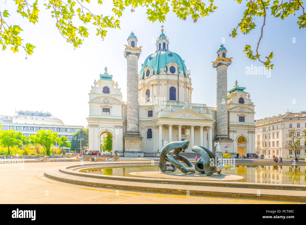 Europa, Österreich, Wien, Platz, Parco, Resselpark, Karlskirche, Vienna, Austria, architettura, capitale Foto Stock