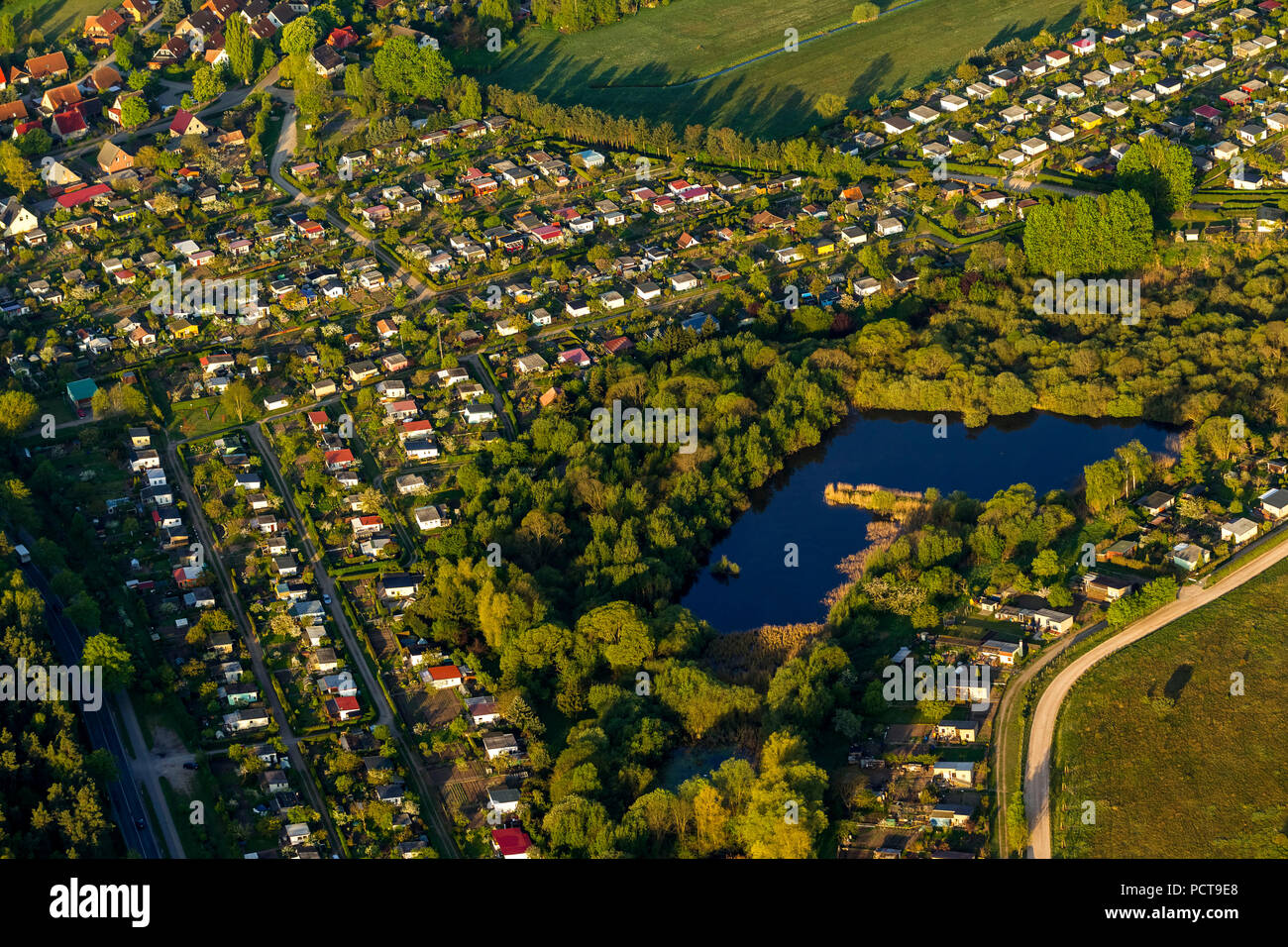Riparto-area giardino vicino a Waren, Waren sul lago di Müritz, Meclemburgo Lake Plateau, Meclemburgo-Pomerania Occidentale, Germania Foto Stock