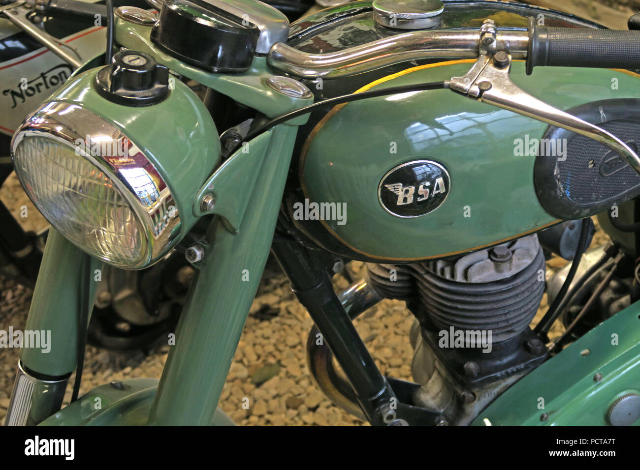 BSA moto in verde mare, Birmingham, Inghilterra, Regno Unito Foto Stock