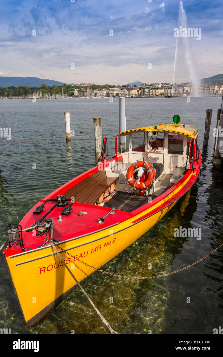 Il molo Quai du Mont-Blanc, Ginevra, il Cantone di Ginevra, Svizzera Occidentale, Svizzera Foto Stock
