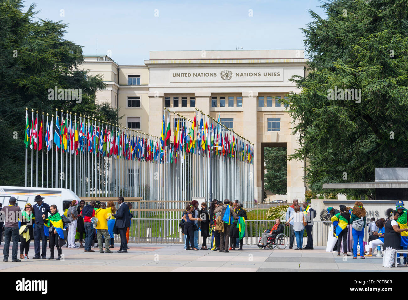 Palazzo delle Nazioni Palais des Nations, Ginevra, il Cantone di Ginevra, Svizzera Occidentale, Svizzera Foto Stock
