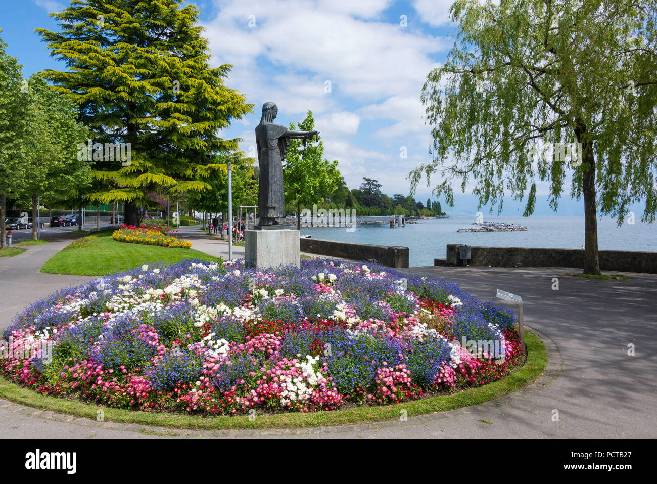 Parco a lago, Quai de Belgique, Losanna, Canton Vaud, Svizzera Occidentale, Svizzera Foto Stock