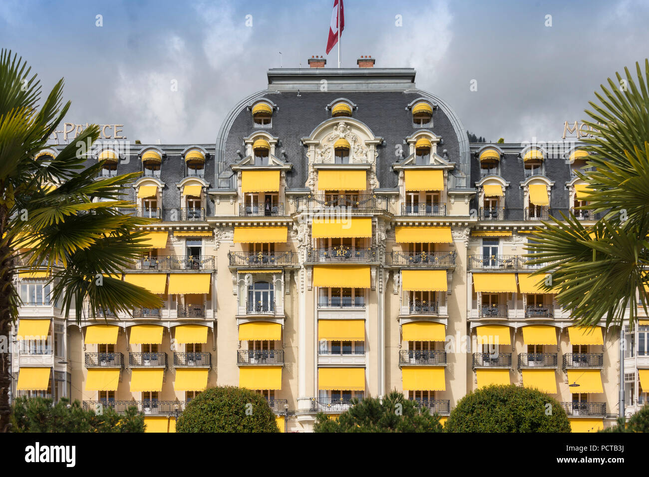 Cinque stelle lusso hotel Grandhotel 'Montreux Palace', Montreux, sul Lago di Ginevra, nel Cantone di Vaud, Svizzera Occidentale, Svizzera Foto Stock