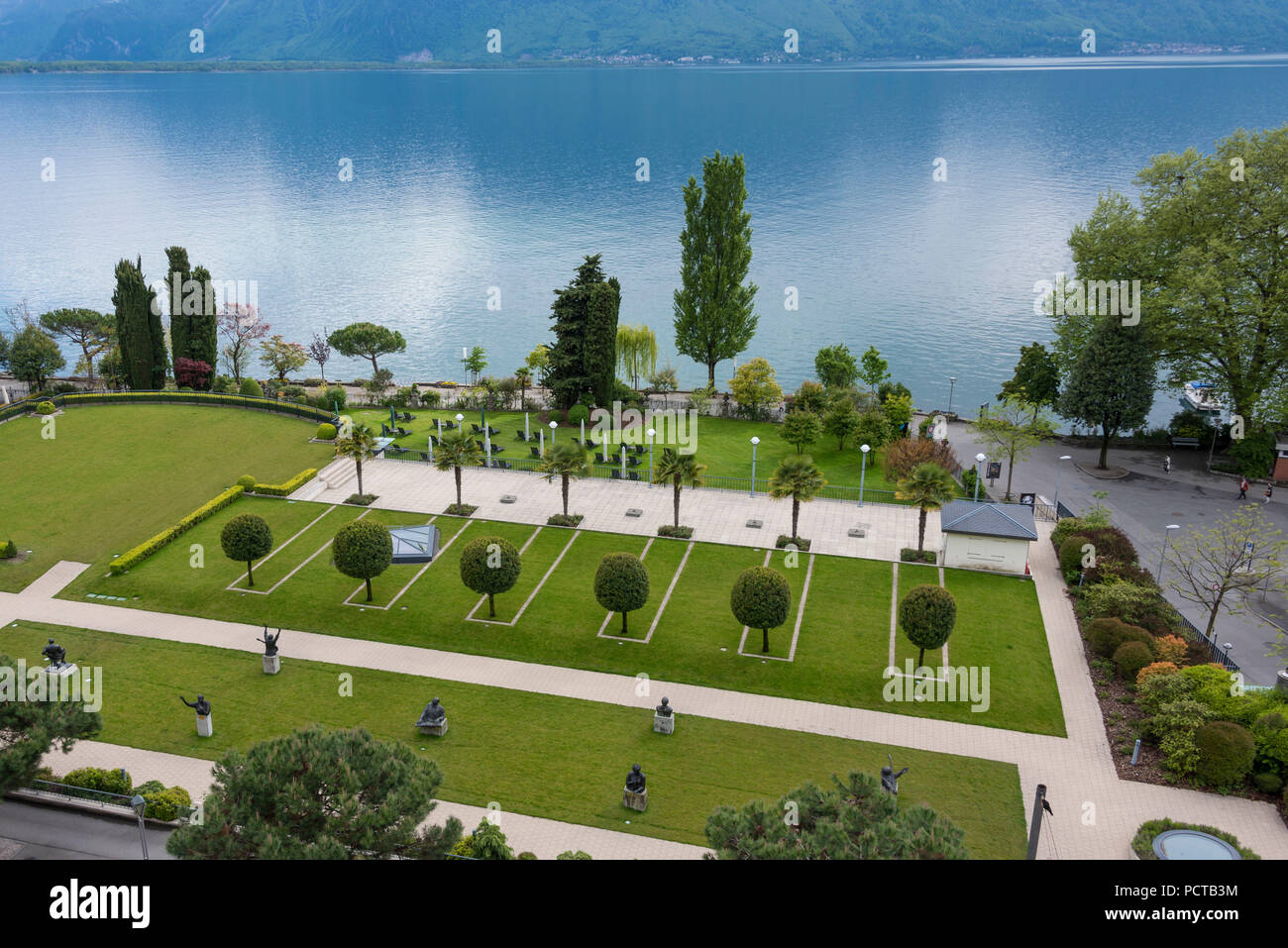 Grand Hotel "ontreux Palace' con parco sul lago, Montreux, sul Lago di Ginevra, nel Cantone di Vaud, Svizzera Occidentale, Svizzera Foto Stock