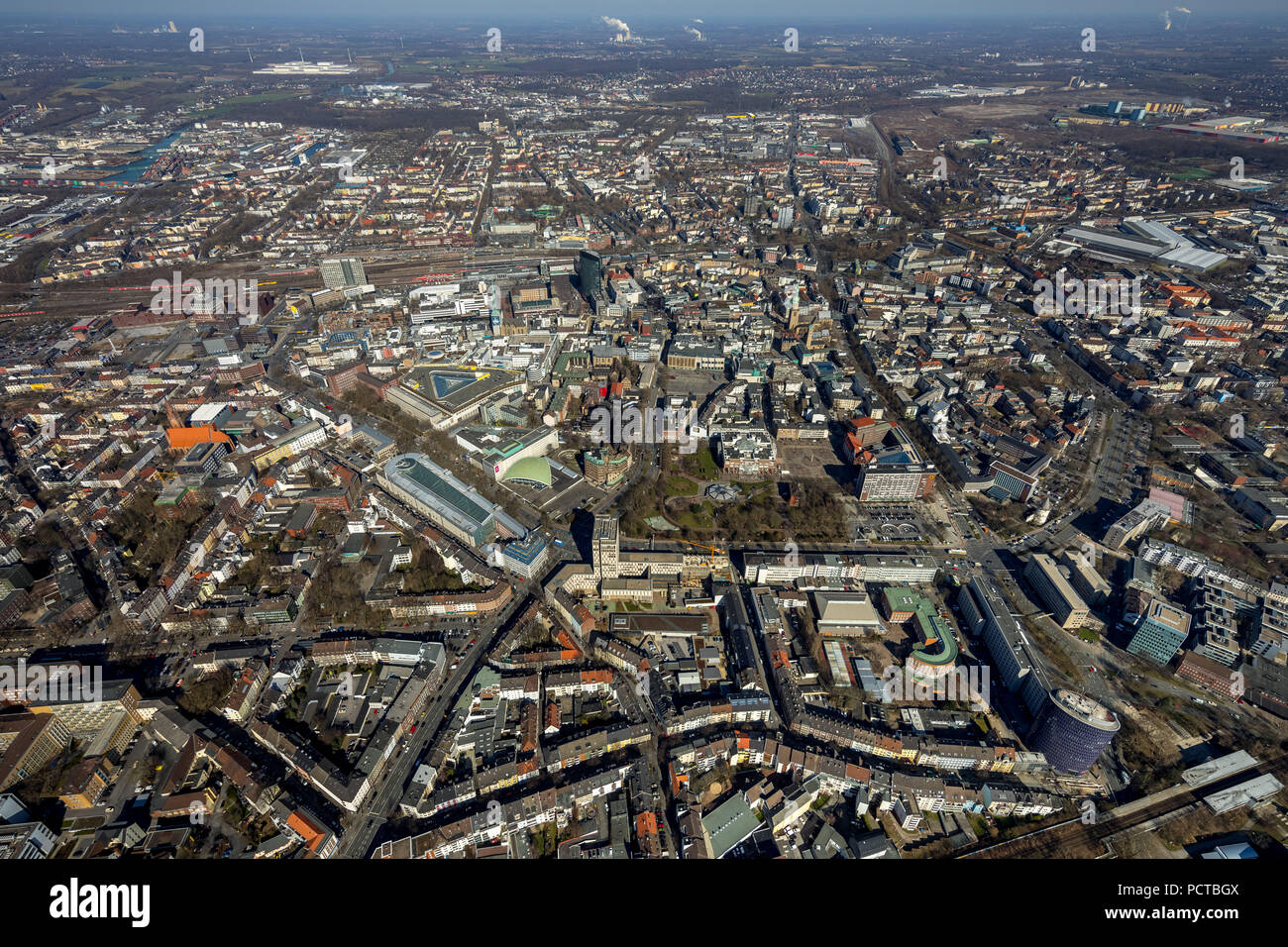 Centro di Dortmund con City Theatre, Südwall, il municipio, la casa di città e città, Centro citta, centro di Dortmund, zona della Ruhr, Nord Reno-Westfalia, Germania Foto Stock