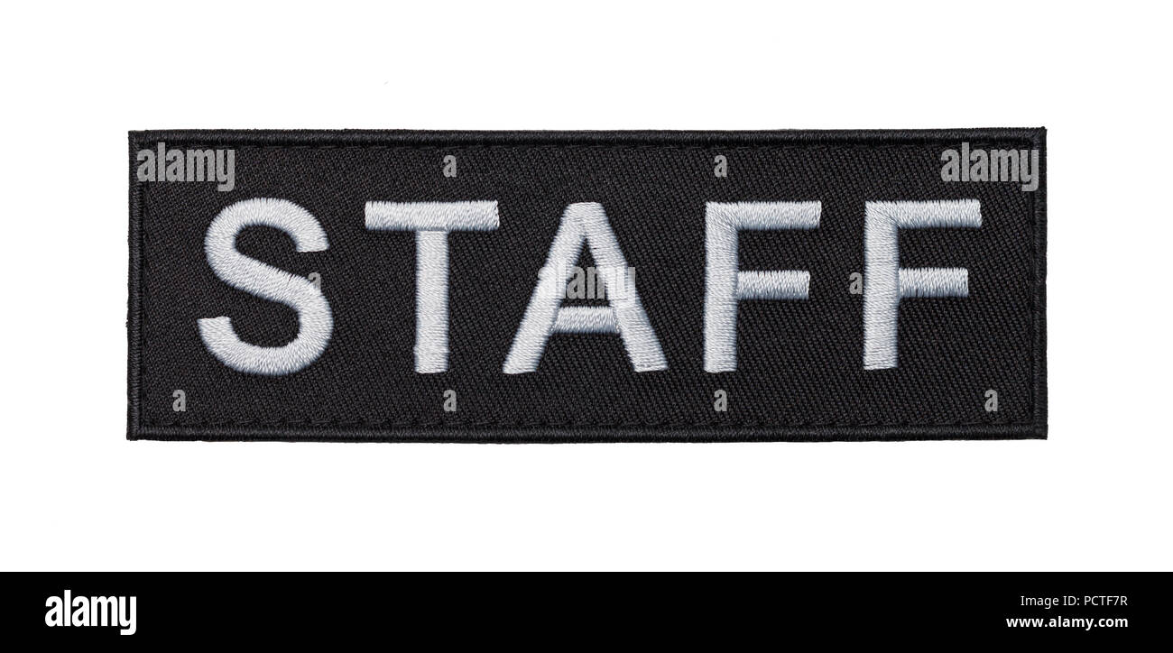 Il personale Patch uniforme isolato su uno sfondo bianco. Foto Stock