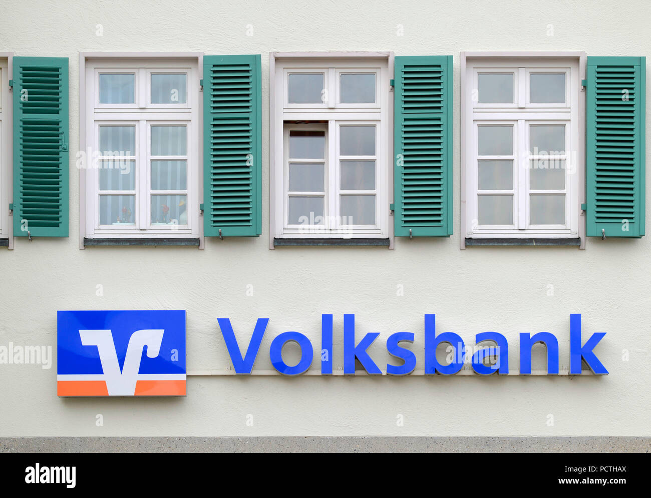 Logo Volksbank, Dettingen, Erms, Baden-Wuerttemberg, Germania Foto Stock