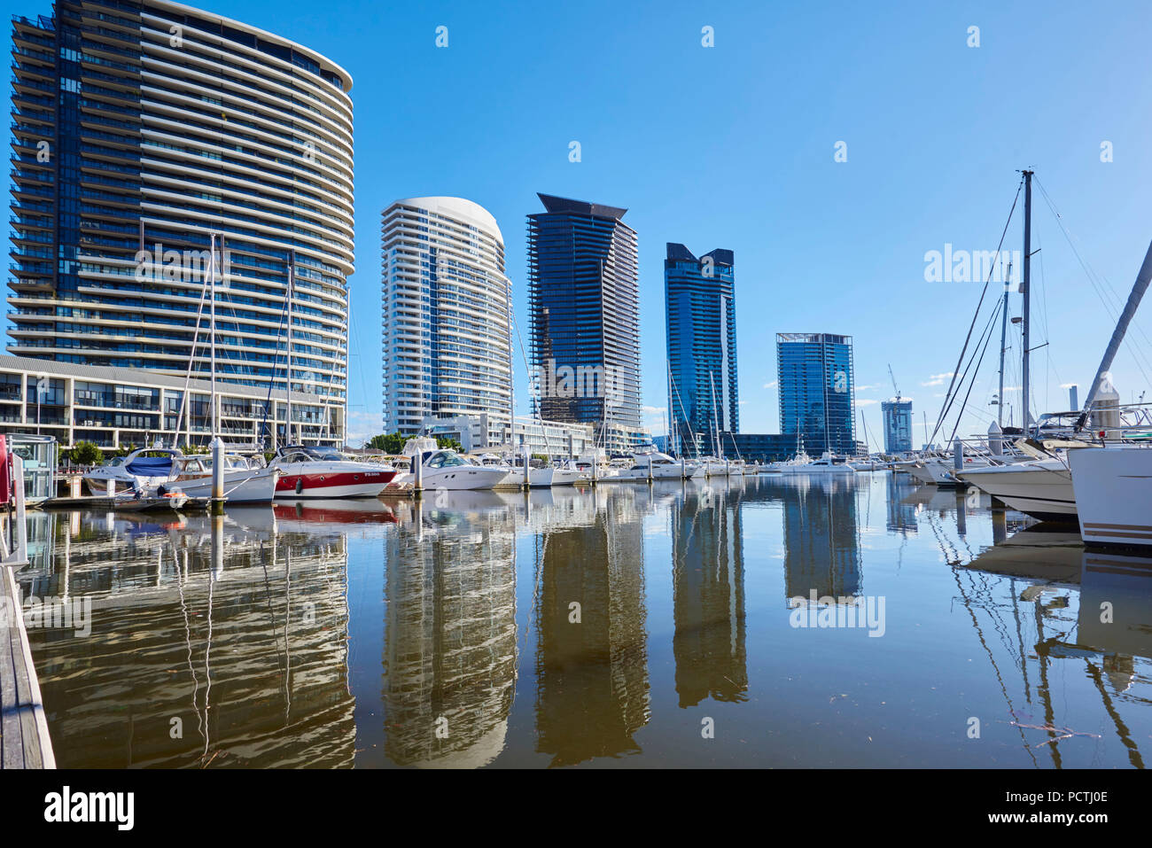 Paesaggio, Docklands, Waterfront, Apartments, Melbourne, Victoria, Australia, Oceania Foto Stock