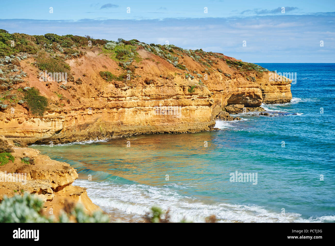 Costa rocciosa, paesaggio, Great Ocean Road, Parco Nazionale di Port Campbell, Victoria, Australia, Oceania Foto Stock