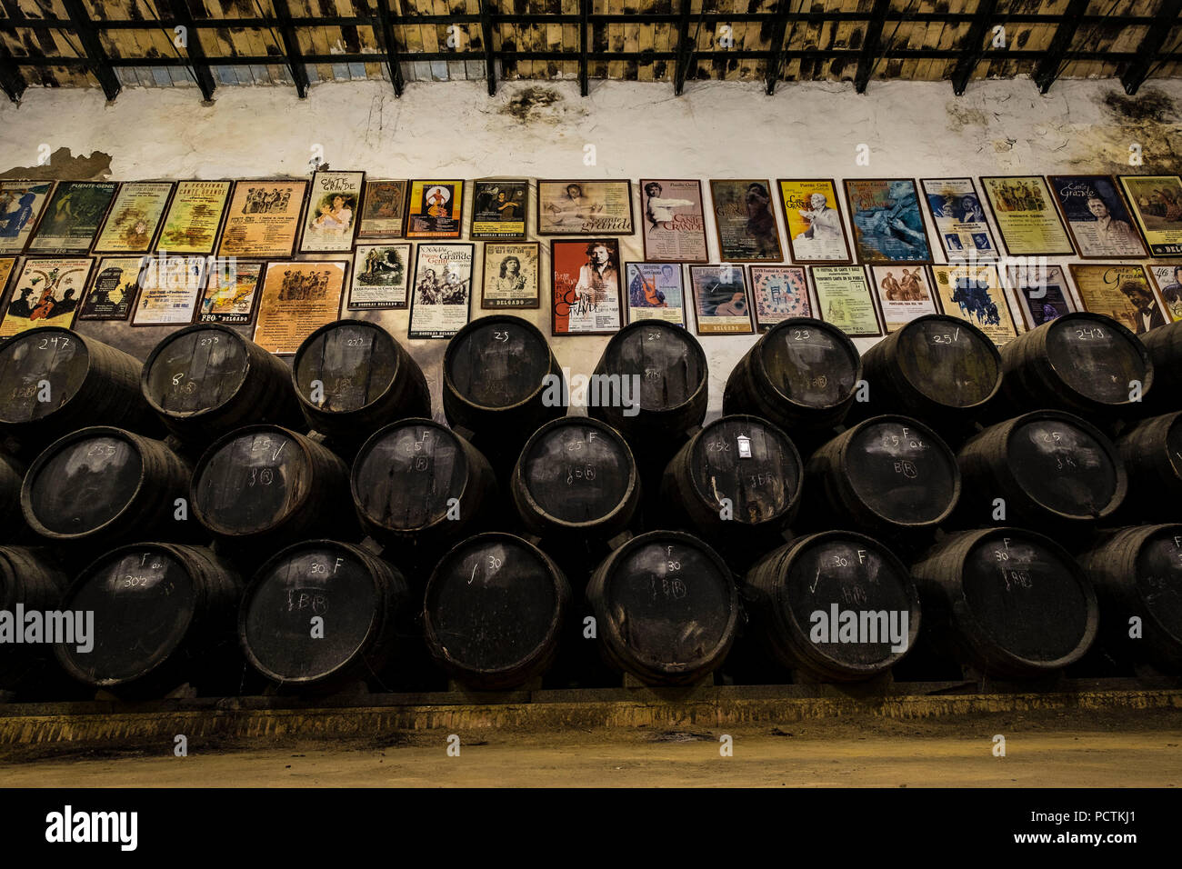 La Delgado cantine hanno esisteva sin dal 1874 nella città andalusa di Puente Genil. Produce vini dolci, alcuni dei migliori in Spagna Foto Stock