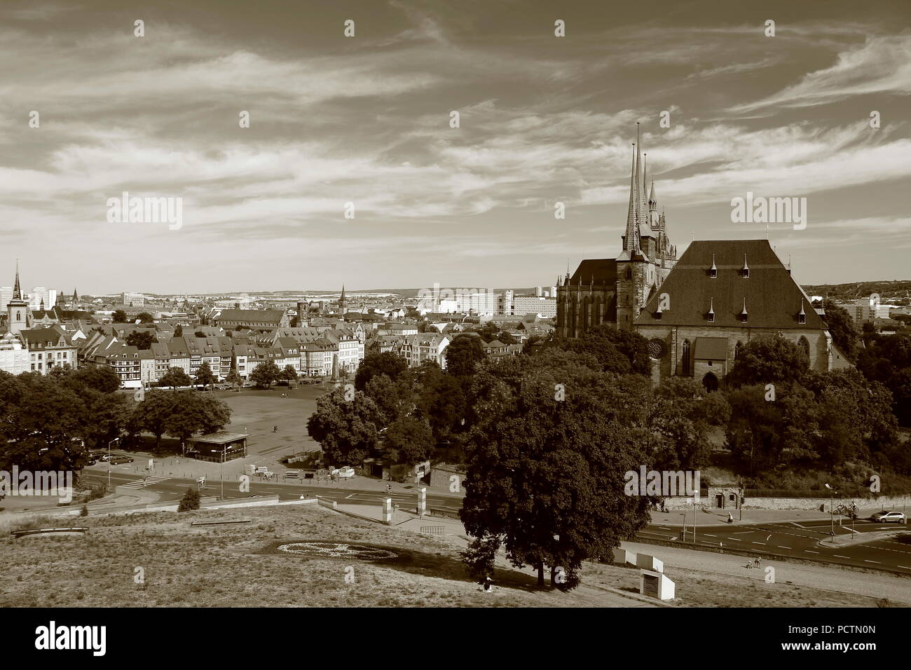 Erfurt, Germania, Domplatz. Foto Stock