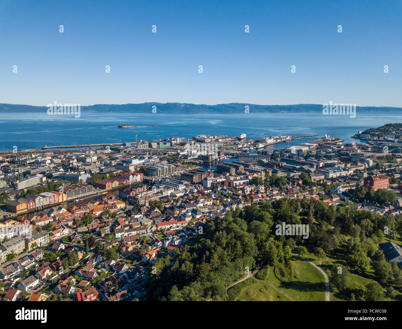 Vista aerea di Trondheim, Norvegia Foto Stock