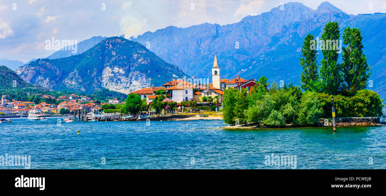 Bellissima Isola dei Pescatori,Lago Maggiore,l'Italia. Foto Stock