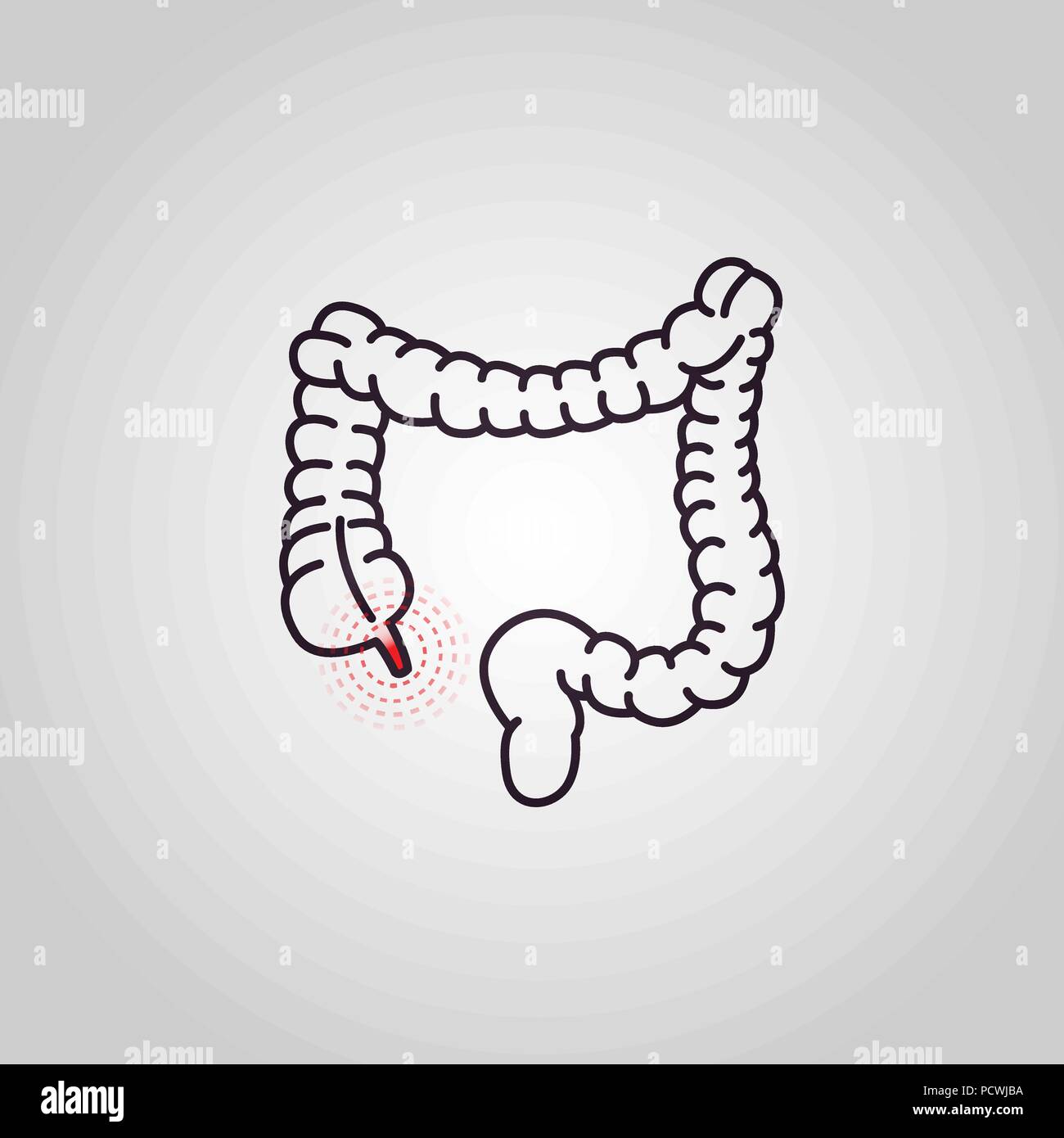 Appendicite vettore icona logo illustrazione Illustrazione Vettoriale