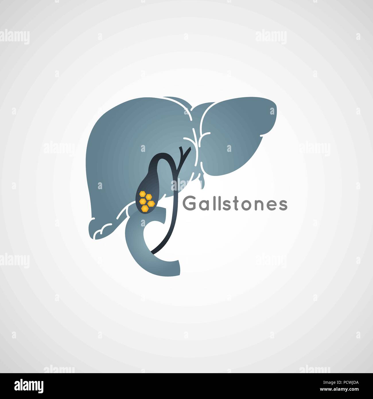 Vettore Gallstone icona logo illustrazione Illustrazione Vettoriale