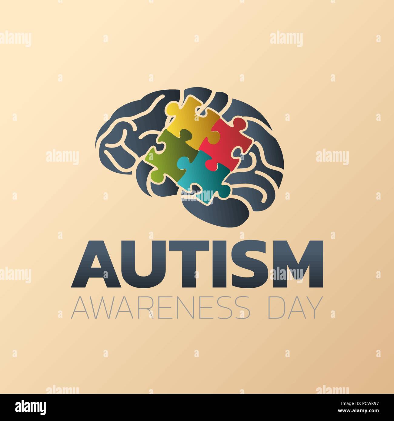 Di sensibilizzazione sull'autismo Day Icona design, medical logo. Illustrazione Vettoriale Illustrazione Vettoriale