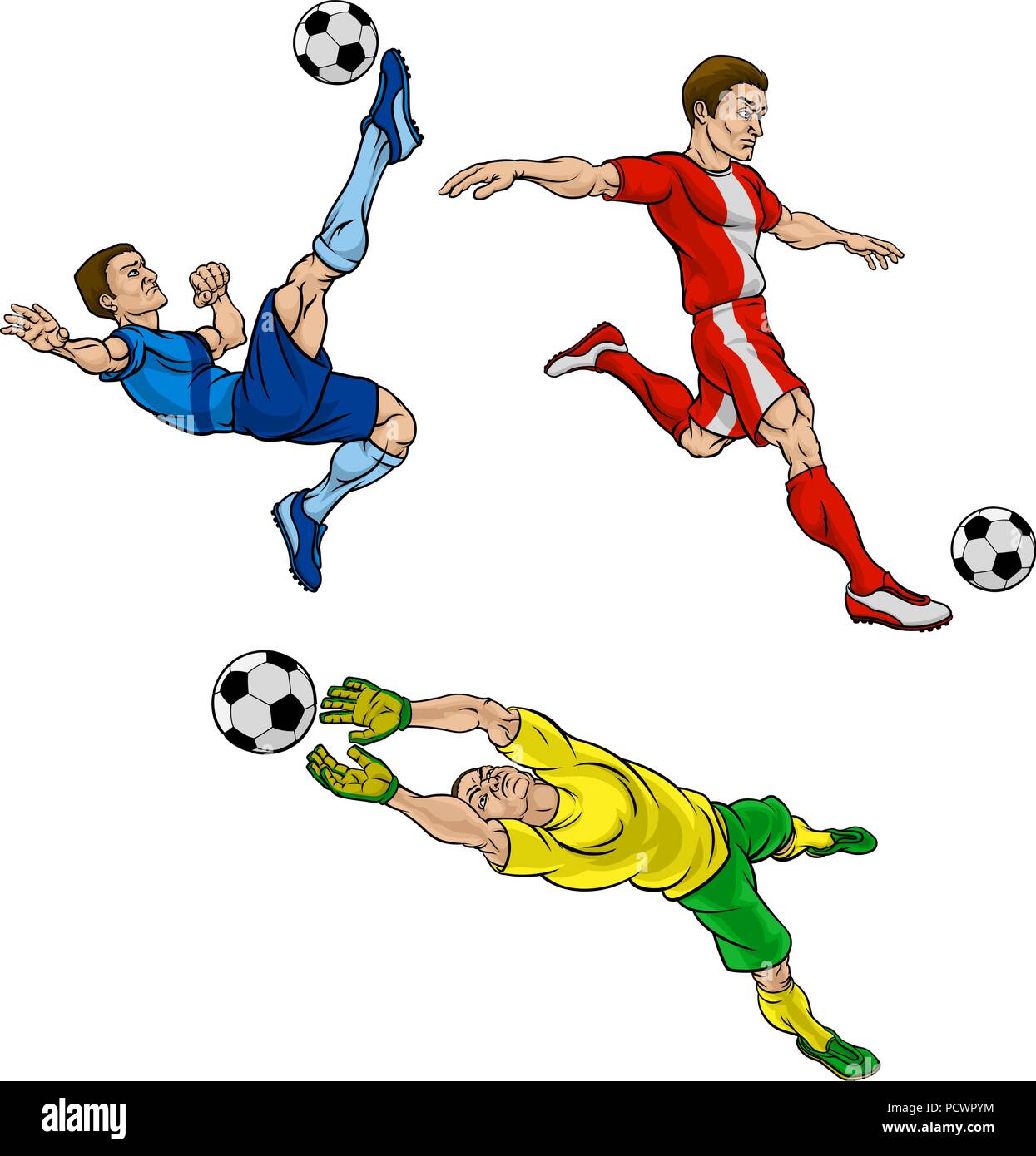 Cartoon Soccer Football giocatori Illustrazione Vettoriale